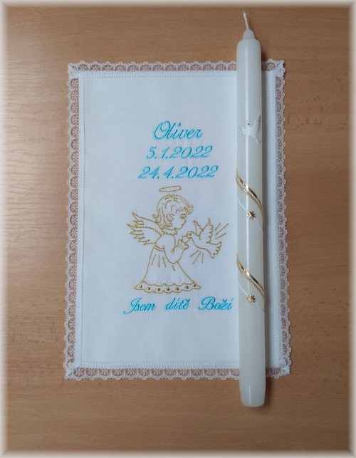 Křestní sada 2D rouška, svíce