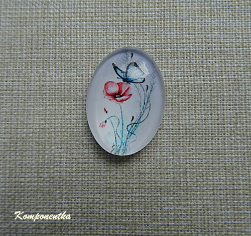 Skleněný kabošon květy 13x18mm