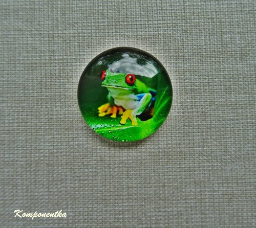 Skleněný kabošon žabička 20mm 1kus