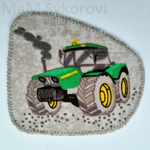 Nažehlovací záplata traktor na šedé