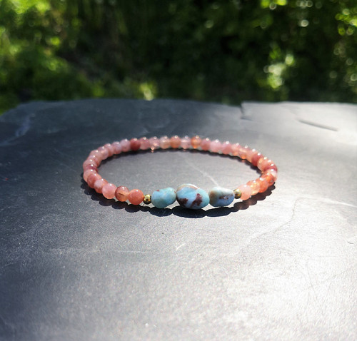 Larimar*sluneční kámen*náramek