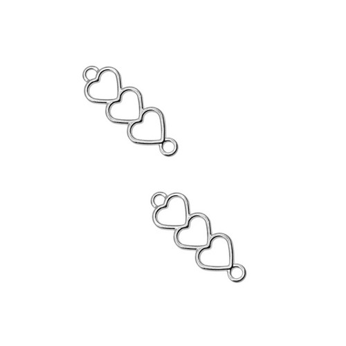 Tři srdíčka starostříbrná 8x24mm, 2ks