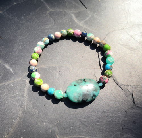 Jaspis kiwi*jaspis regalit jadeit*náramek