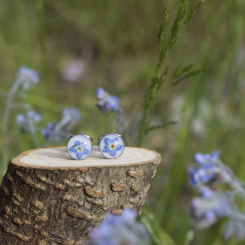 Pomněnkové mini náušnice 6 mm — foto 1