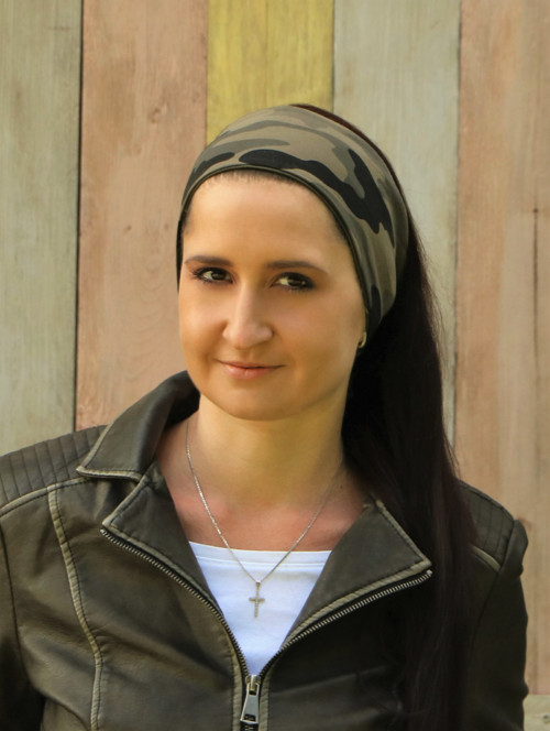 Úpletová čelenka maskáč khaki