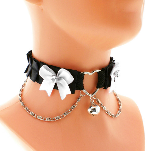 Kittenplay collar, obojek s řetízkem a srdíčkem 32