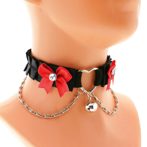 Kittenplay collar, obojek s řetízkem a srdíčkem 32