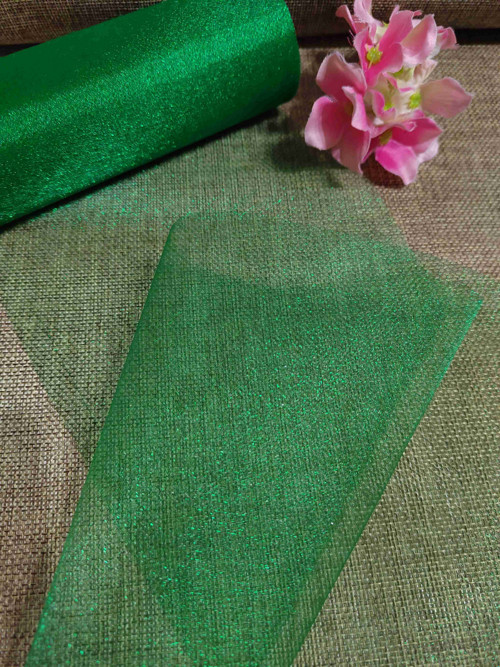 Organza / stuha střední lesk šíře 14,5 cm zelená