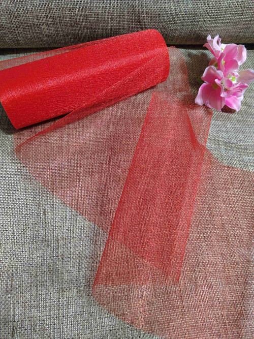 Organza / stuha střední lesk šíře 14,5 cm červená