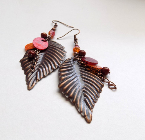 Dlouhé staroměděné naušnice