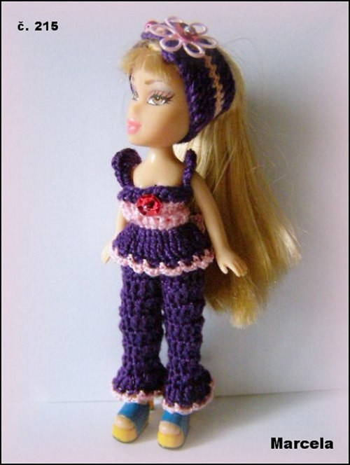 Kalhoty, topík, čelenka na panenky bratz lil