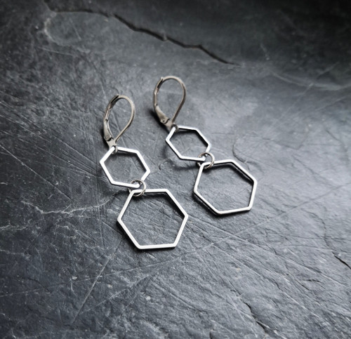 Ocelové náušnice*hexagony