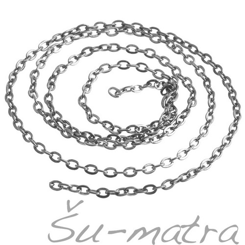 Pevný jemný řetízek platina, 1,5x2 mm