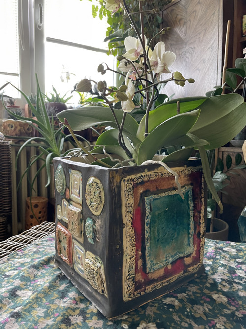 Keramický obal na květináč Patchwork — foto 1