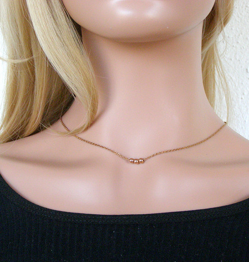 3 KULIČKY ROSE GOLD*ocelový náhrdelník