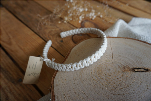 Macramé čelenka White & Gold