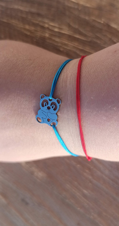 Modrý shamballa náramek s méďou