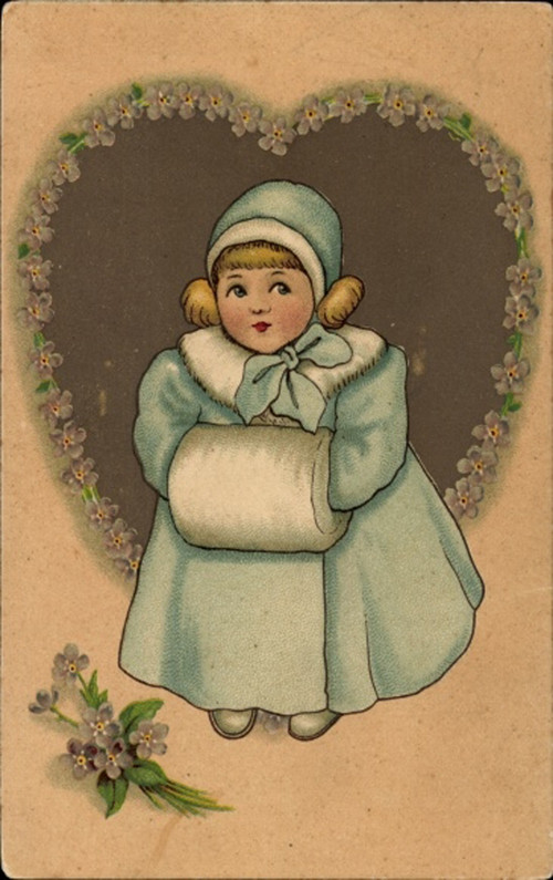 Pohlednice Dívka se štuclíkem litografie 1920