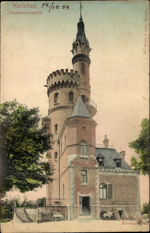 Pohlednice Karlovy Vary Goethova vyhlídka 1904