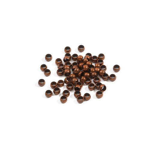 Zamačkávací rokajl kulatý 2/3mm měděný, 100ks