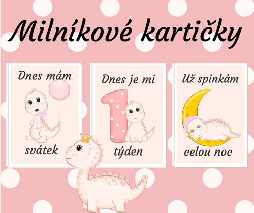 Milníkové kartičky - DINO holka