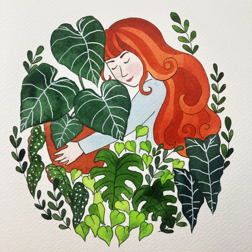 PRINT A4 - Akvarelová ilustrácia Zelené dievča