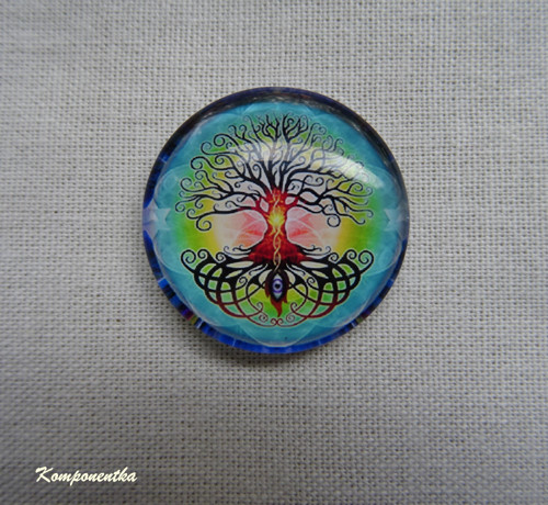 Skleněný kabošon strom života 22mm