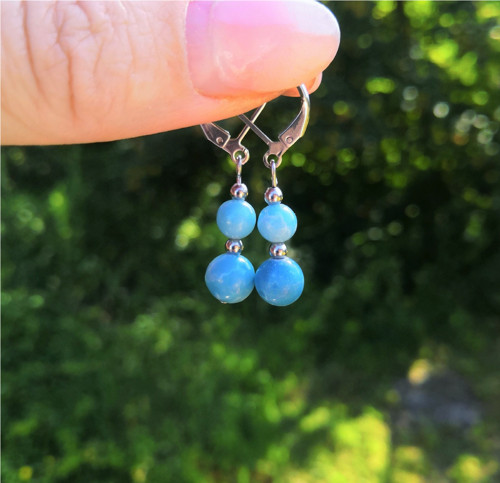 Larimar*kámen Bohů a delfínů*náušnice*ocel