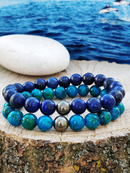 Minerální náramek / lapis lazuli + pyrit / 0,8