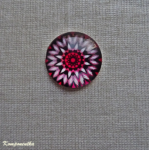 Skleněný kabošon s mandalou 10mm 1kus