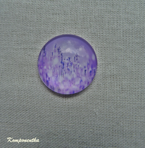 Skleněný kabošon s levandulí 20mm