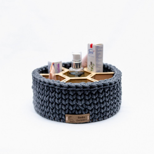 Kulatý košík s přihrádkami 20 x 9 cm - antracit