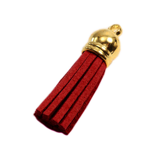 Semišový střapec karmínový 40mm, 1ks