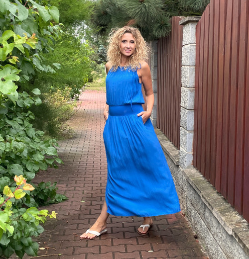 Šaty na ramínka modré — foto 1