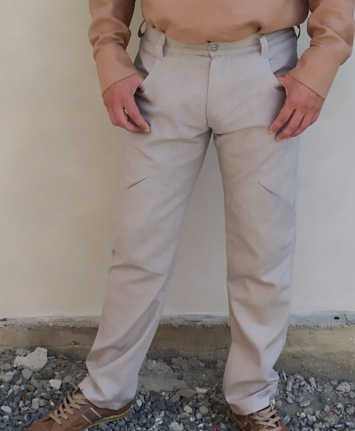 Světle šedé lněné kalhoty — foto 1