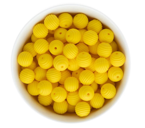 Vroubkované silikonové korálky 15mm (1ks) - yellow
