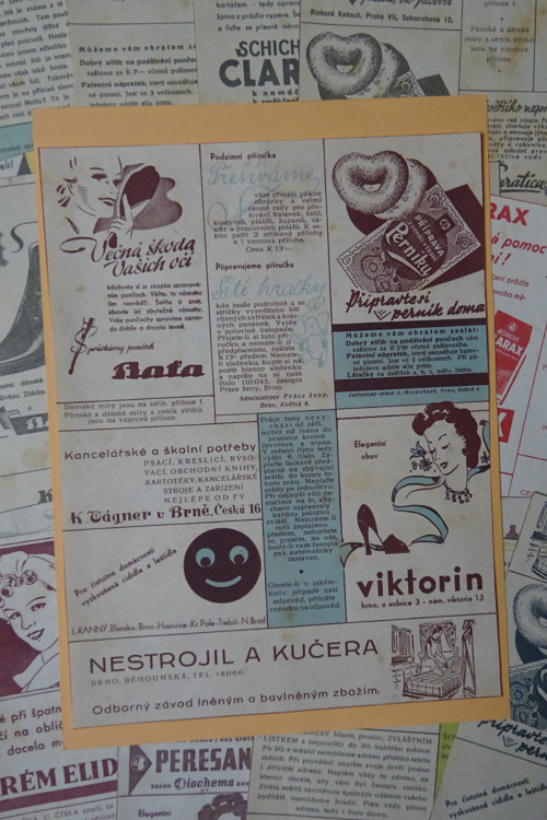 Dobová reklama/ List reklam (Práce ženy)