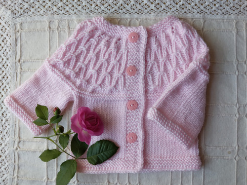 Kabátek s kruhovým sedlem růžový 0-3 měsíce