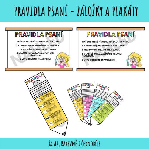 Pravidla psaní - záložky a plakáty PDF
