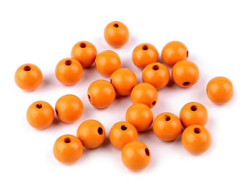 Dřevěné korálky 14 mm (5ks) - oranžová