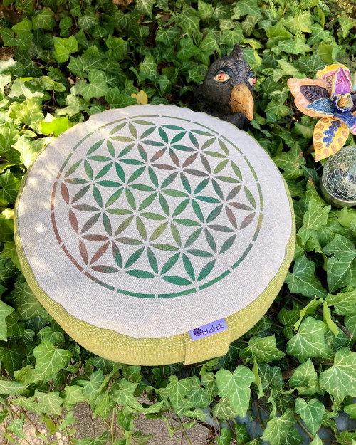Meditační polštář "Zelený Květ života " 10cm