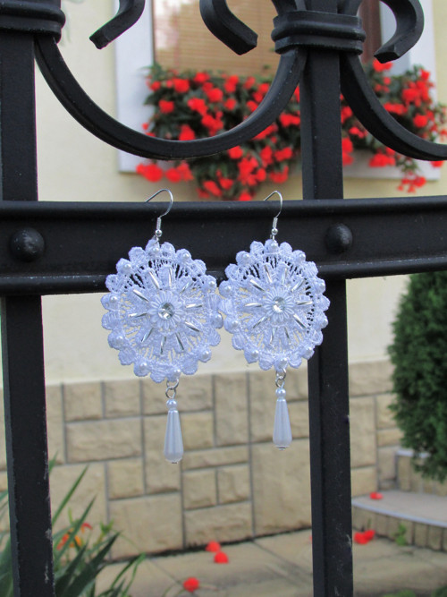 Svatební krajkové náušnice XIX