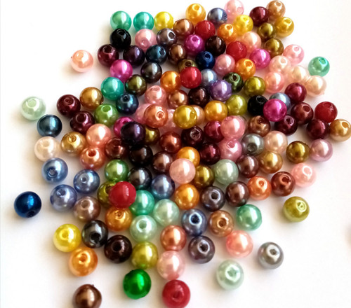 Barevné plastové perličky mix, 6mm, 100 ks