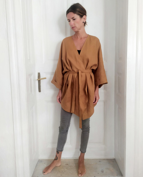 Ľanové kimono KARAMEL — foto 1