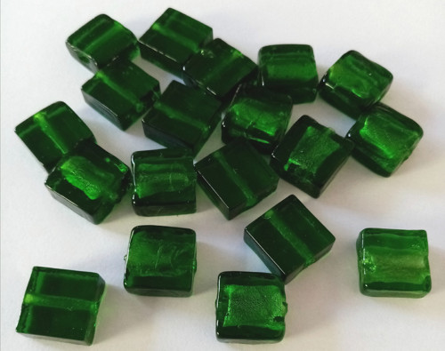 Skleněný korálek čtvereček 12x12 mm - 4 ks