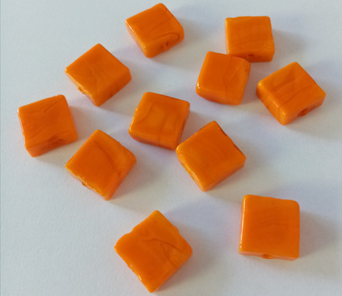 Skleněný korálek čtvereček 12x12 mm - 4 ks