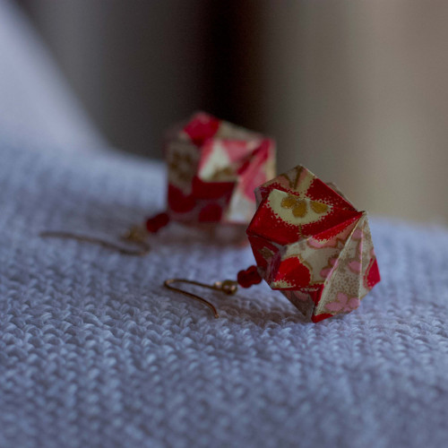 Origami náušnice – Zlaté kvítky — foto 1