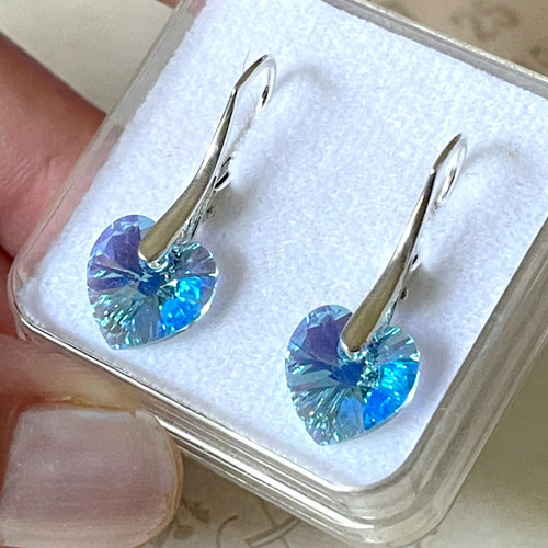 Stříbrné naušnice Swarovski Heart AG925