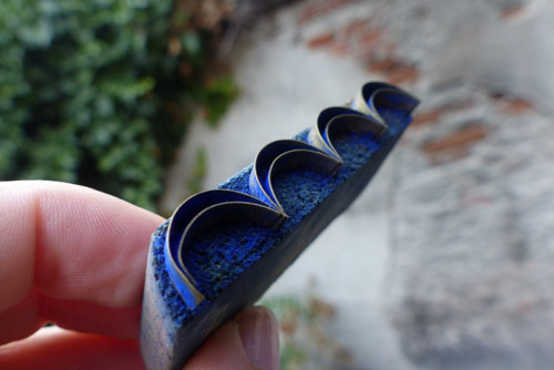 Vlnky ...dřevěné razítko na textil, modrotisk