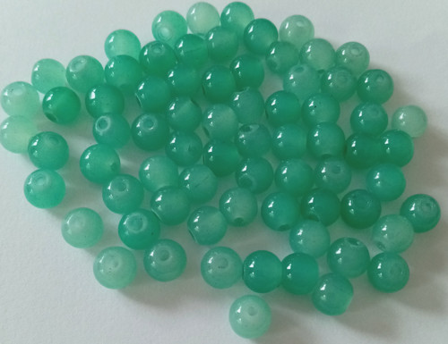 Skleněné kuličky 6mm - 20 ks - imitace jadeitu